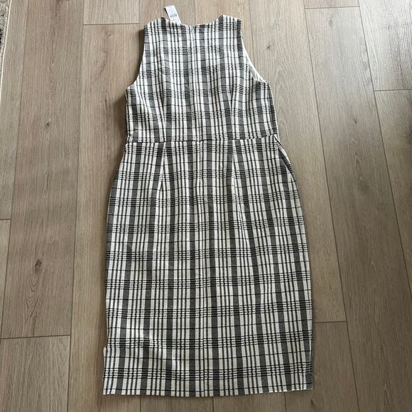 Ann Taylor Women's Black and White Plaid Sheath Dress Size 14 - Picture 3 of 10